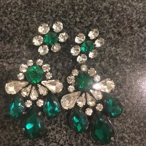 Emerald Tone Crystal Drop Earrings